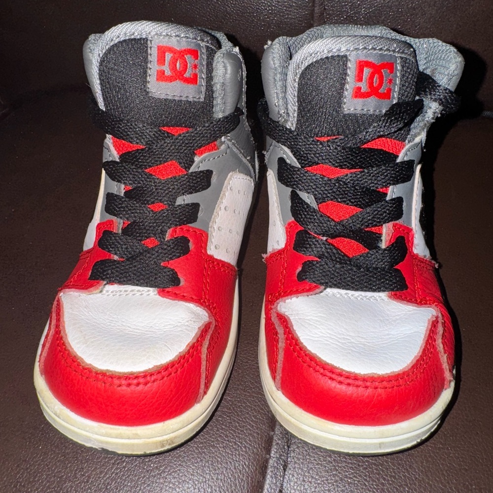 DC Red and White Skate Sneakers Durable Design